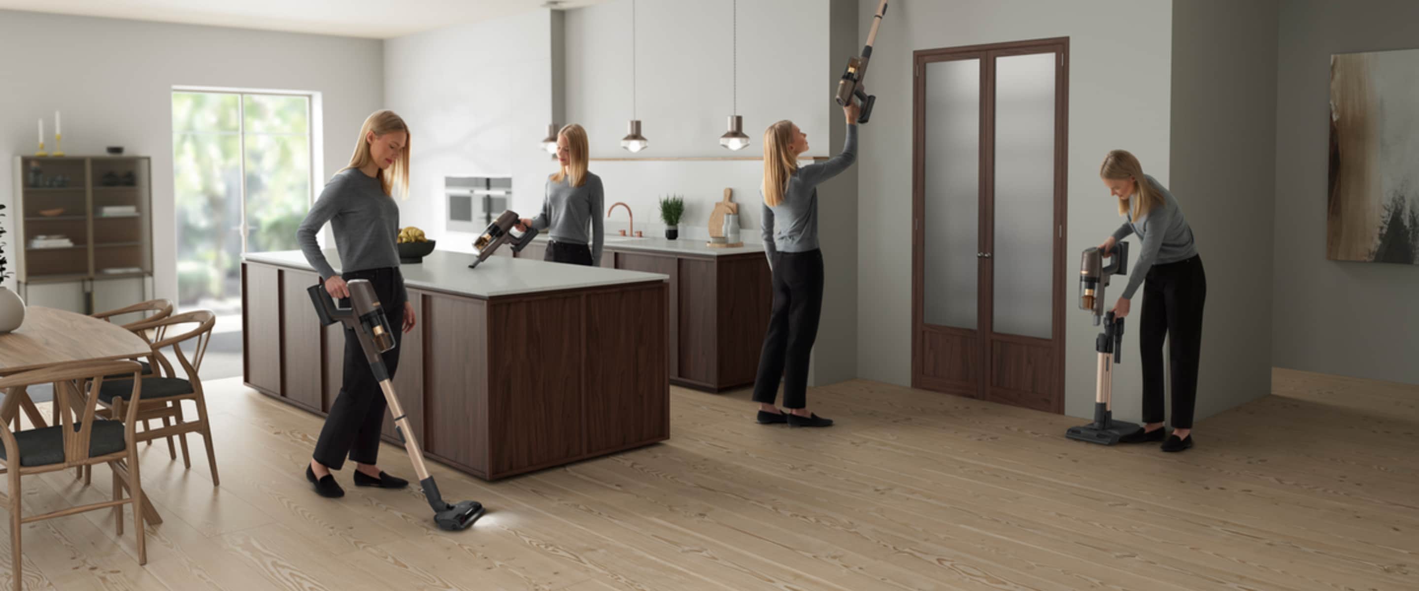 Woman cleaning kitchen